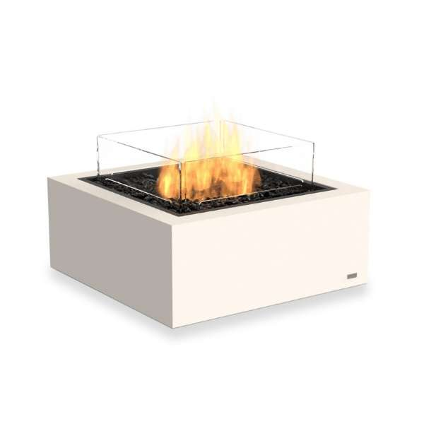 Ecosmart Fire Base 30 Fire Pit In Bone With Flame On White Background