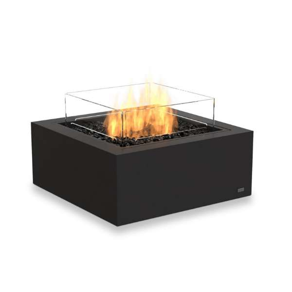 Ecosmart Fire Base 30 Fire Pit In Graphite With Flame On White Background