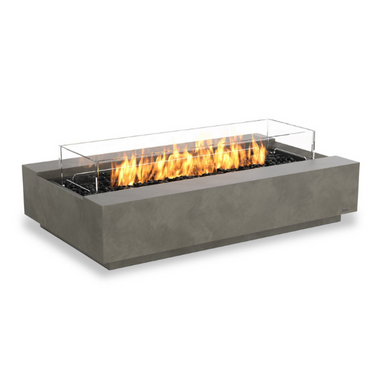 Ecosmart Fire Cosmo 50 Fire Table In Natural With Flame And Windscreen On A White Background