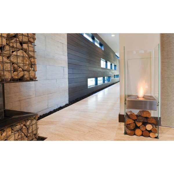      Ecosmart Fire Ghost Designer Fireplace With Logs Under In An Indoor Set Up
