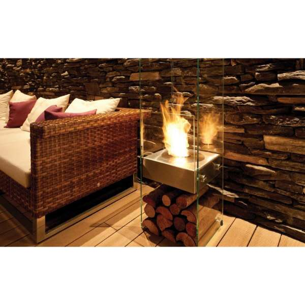    Ecosmart Fire Ghost Designer Fireplace With Logs Under In Living Room Set Up