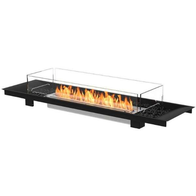  Ecosmart Fire Linear Curved 65 In Black Color With Flame In White Background