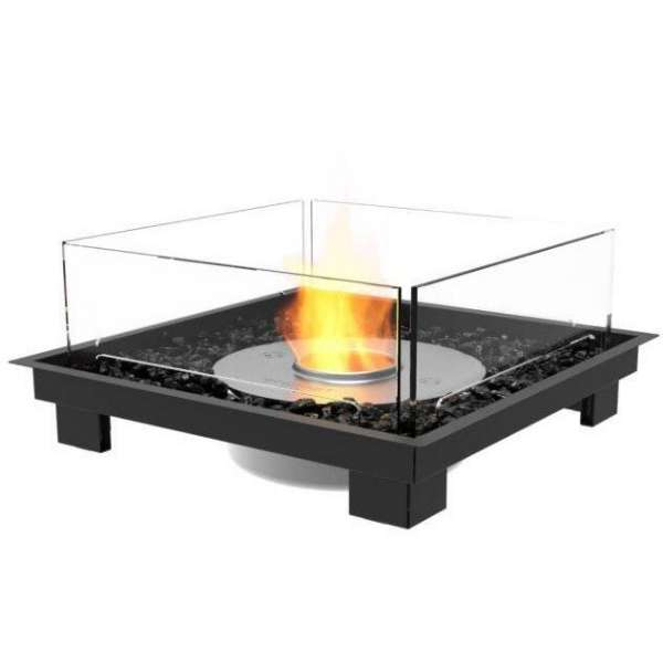    Ecosmart Fire Square 22 In Black Color With Flame On A White Background.
