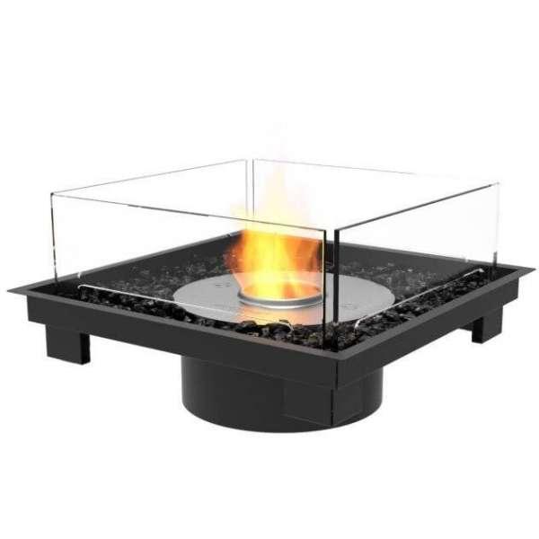 Ecosmart Fire Square 22 In Black Color With Flame On A White Background