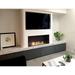    Ecosmart Flex Single Sided Bioethanol Fireplace Installed On A White Wall Under The Television With Painting And A Plant On The Sides