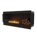     Ecosmart Flex Single Sided Bioethanol Fireplace Side View With Right Box And Flame On A White Background