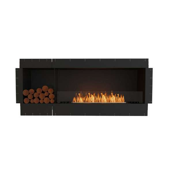     Ecosmart Flex Single Sided Bioethanol Fireplace With Left Box And Flame On A White Background