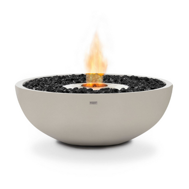Ecosmart Mix 600 Bioethanol Freestanding Fire Bowl In Bone With Flame On A White Background