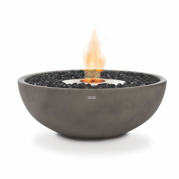 Ecosmart Mix 600 Bioethanol Freestanding Fire Bowl In Natural With Flame On A White Background