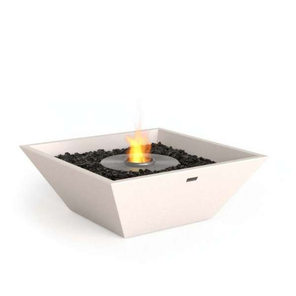 Ecosmart Nova 850 Bioethanol Freestanding Fire Pit With Flame On In Bone On A White Background