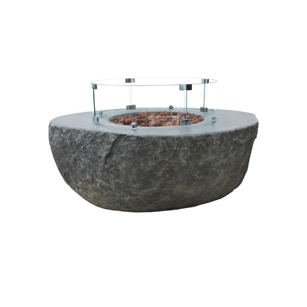     Elementi Boulder Fire Table With Windscreen Without Flame On A White Background