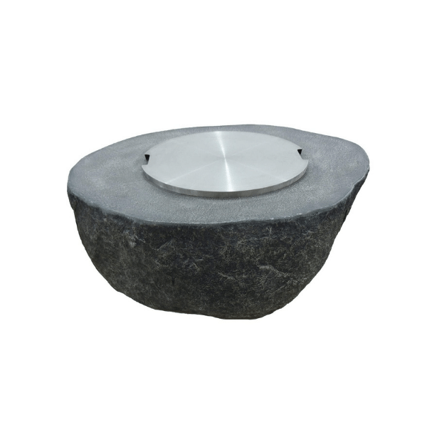Elementi Fiery Rock Fire Table With Stainless Steel Lid On A White Background