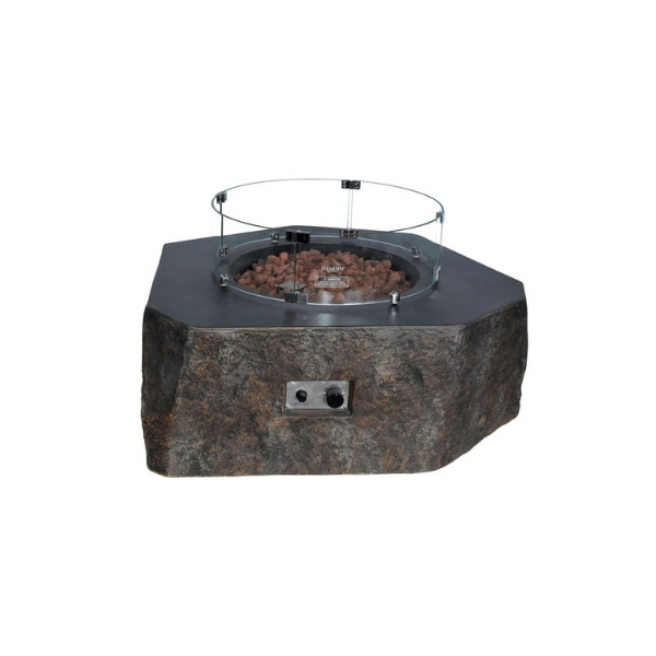   Elementi Fiery Rock Fire Table With Windscreen Without Flame On A White Background