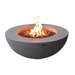 Elementi Lunar Round Concrete Fire Pit Table Ofg101 With Flame On A White Background