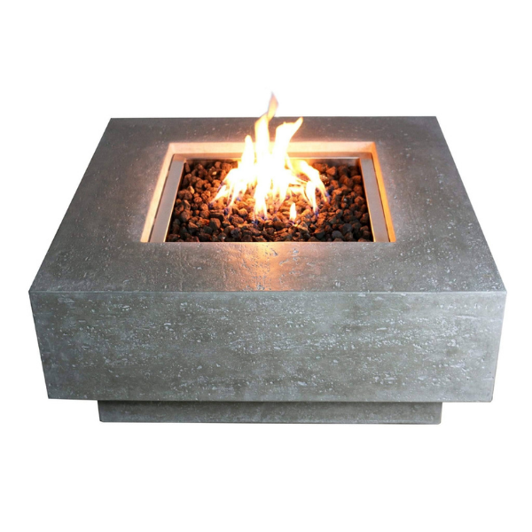 Elementi Manhattan Fire Pit Table With Flame On A White Background
