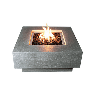 Elementi Manhattan Square Concrete Fire Pit Table Ofg103 Fiame On White Background