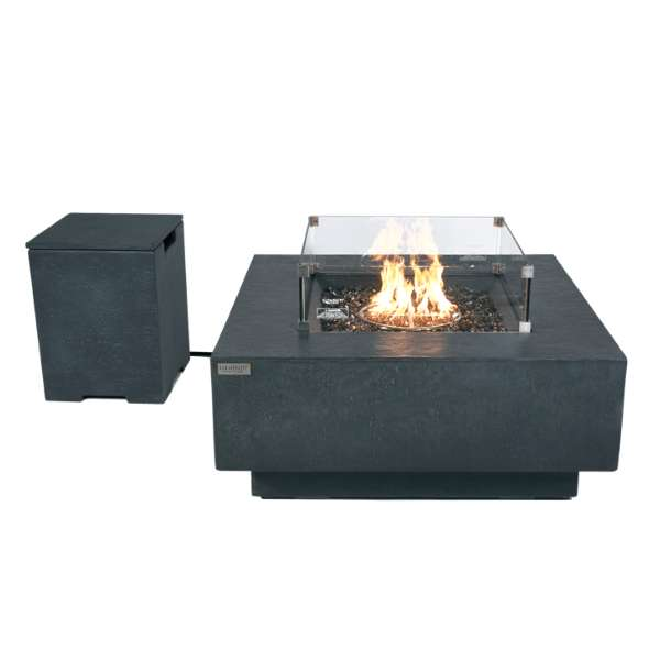 Elementi Plus Bergen Fire Table OFG413DG With Windscreen and Propane Tank Cover