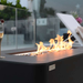Elementi Plus Valencia Porcelain Top Fire Table OFP102BB With Flames Close Up