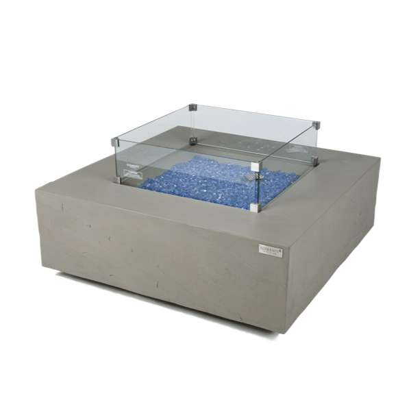 Elementi Plus Capertee Fire Table OFG411SG With Windscreen In White Background