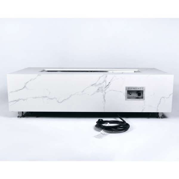 Elementi Plus Carrara Marble Pocelain Fire Table OFP121BW With Propane Hose Side View