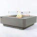 Elementi Plus Lucerne Fire Table OFG419LG Windscreen With FLames On Side View On White Background