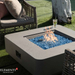 Elementi Plus Lucerne Fire Table OFG419LG With FLames In Backyard Set Up