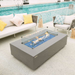Elementi Plus Meteora Fire Pit With Flames and Windscreen In Pool Side Set-up