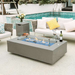 Elementi Plus Meteora Fire Pit With Windscreen and Propane Tank Cover In Pool Side Set Up