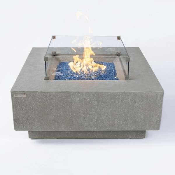 Elementi Plus Victoria Fire Table OFG413LG With Windscreen On White Background