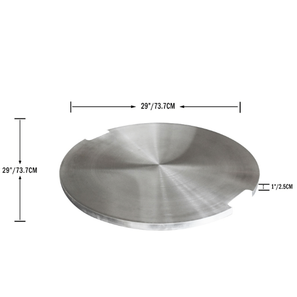 Elementi Stainless Steel Lid For Lunar Bowl And Fiery Rock Fire Table Dimensions