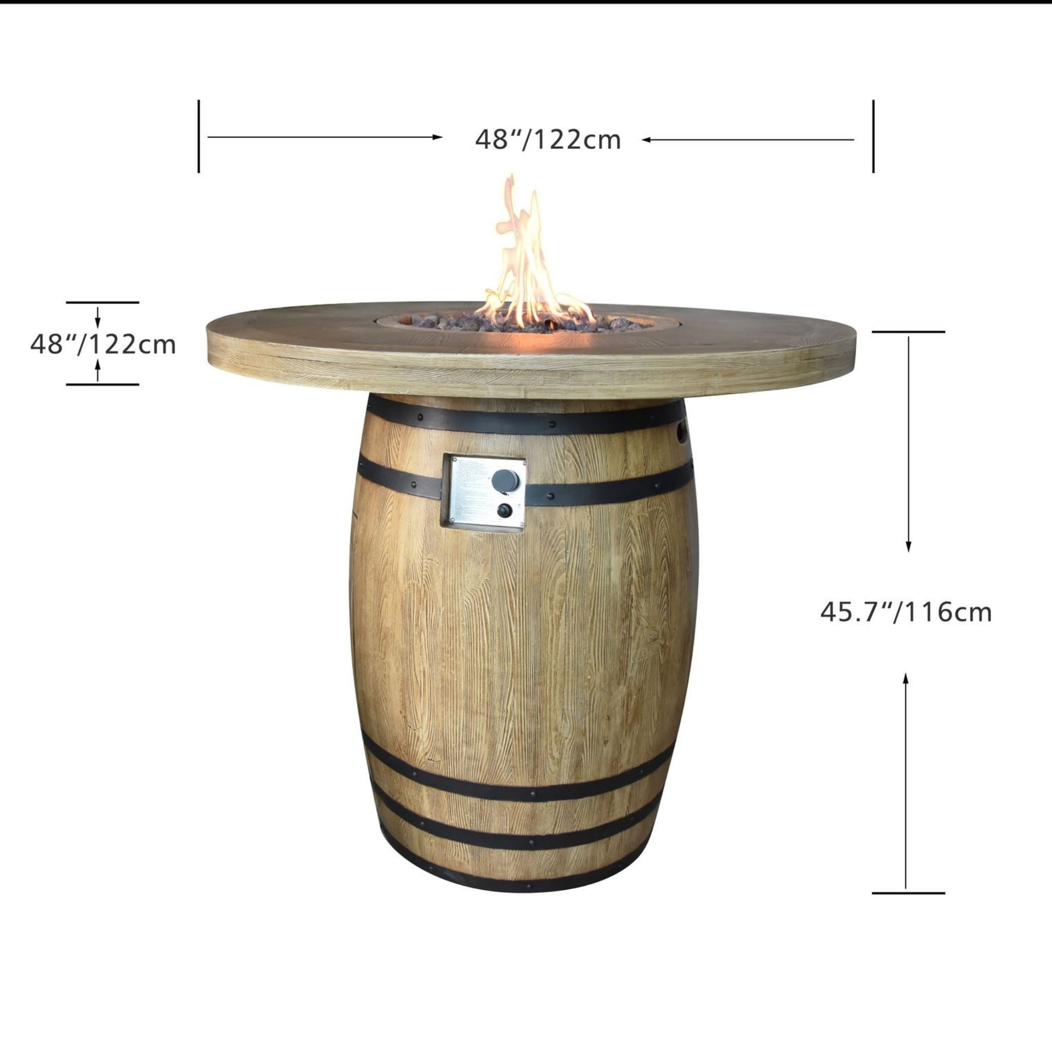 Elementi Tuscany Fire Table dimensions
