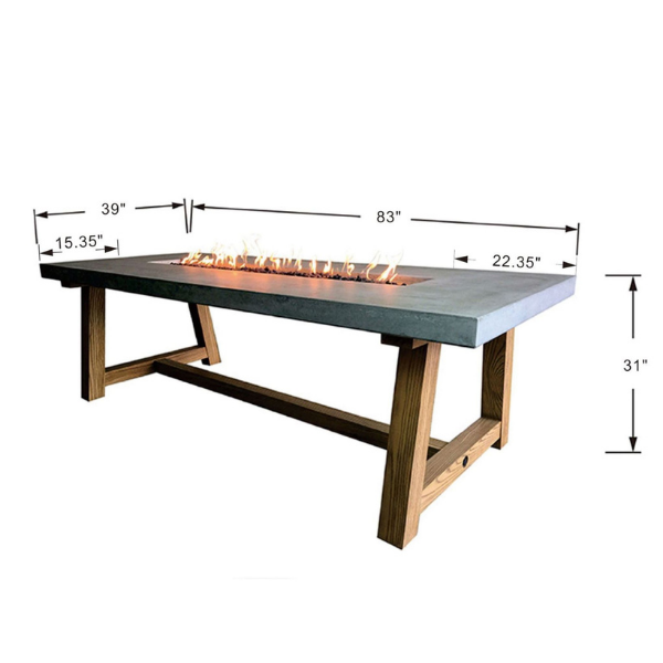 Elementi Workshop Dining Rectangular Concrete Fire Pit Table Dimensions