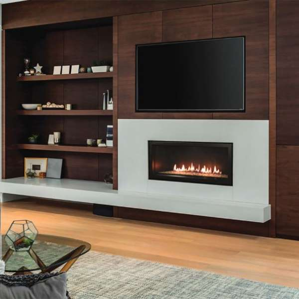 Empire Boulevard 36 Direct Vent Linear Gas Fireplace Installed In The Living Room Set Up