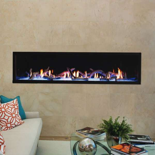 Empire Boulevard 72_ Direct Vent Linear Gas Fireplace In Living Room Sample Set Up
