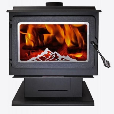 Englander 15 W08 Wood Stove With Blower In Front View On A White Background