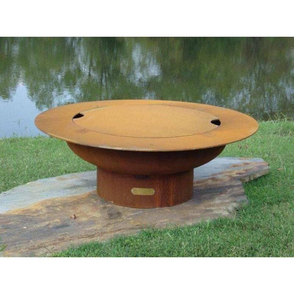     Fire Pit Art Saturn Fire Pit With Steel Lid On The Riverside