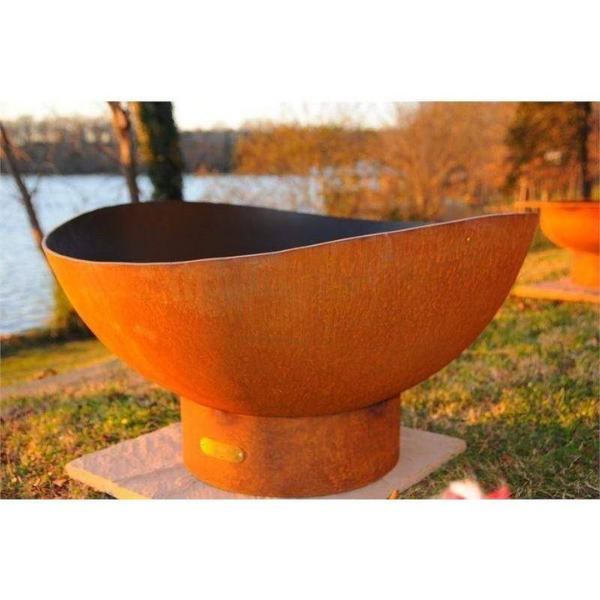 Fire Pit Art Scallop Carbon Steel Fire Pit In An Outdoor Sample Setting