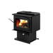 Left Side View Drolet Escape 1500 Wood Stove With Flame On A White Background