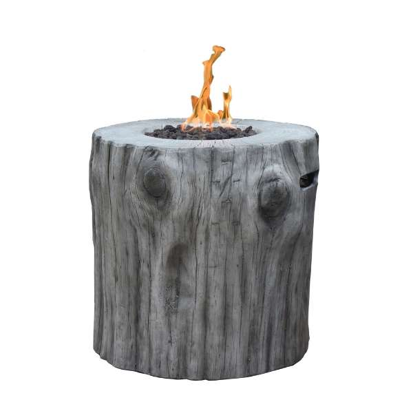 Modeno Mansfield Fire Pit Table In Classic Grey With Flame On A White Background
