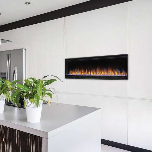 Napoleon Alluravision 60_ Slimline Wall Mount Electric Fireplace In A Kitchen Sample Set Up