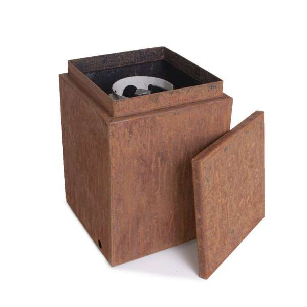     Outdoor Plus Propane Tank Metal Enclosure With Removable Lid In Corten Steel Color