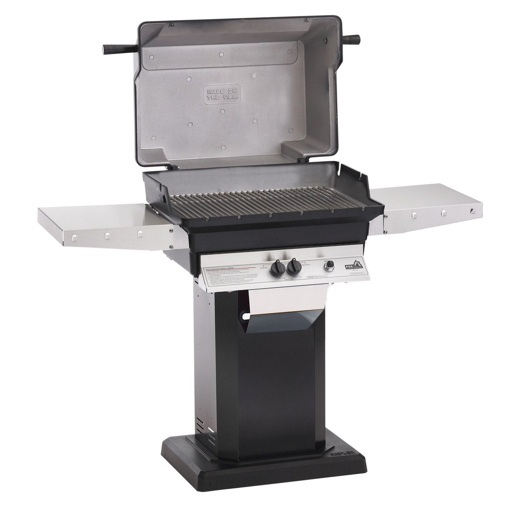PGS "A" Series Liquid Propane Gas Grill 40,000 BTUs - A40LP Performance Grilling Systems Black Powder Coated Pedestal + Flat Patio Base 