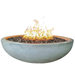 Pottery Works 48 Inch Round Concrete Fire Bowl With Flame In Natural On A White Background