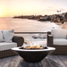     Prism Hardscapes Embarcadero Concrete Gas Fire Pit In Ebony On A Beach Deck