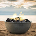 Prism Hardscapes Moderno 1 Gas Fire Bowl Pewter With Flame Outdoor Set up 