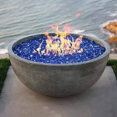 Prism Hardscapes Moderno 1 Gas Fire Bowl Pewter With Flame Blue Fire Glass
