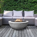 Prism Hardscapes Moderno 2 Gas Fire Bowl Pewter Backyard Set Up With Flame