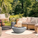 Prism Hardscapes Moderno 2 Gas Fire Bowl Outdoor Deck Set Up With Flame