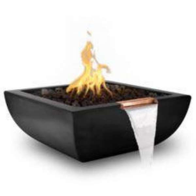    Products The Outdoor Plus Avalon Concrete Fire Water Bowl In Black Color With Flame And Water