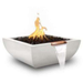 The Outdoor Plus Avalon Concrete Fire Water Bowl In Limestone Color With Flame And Water